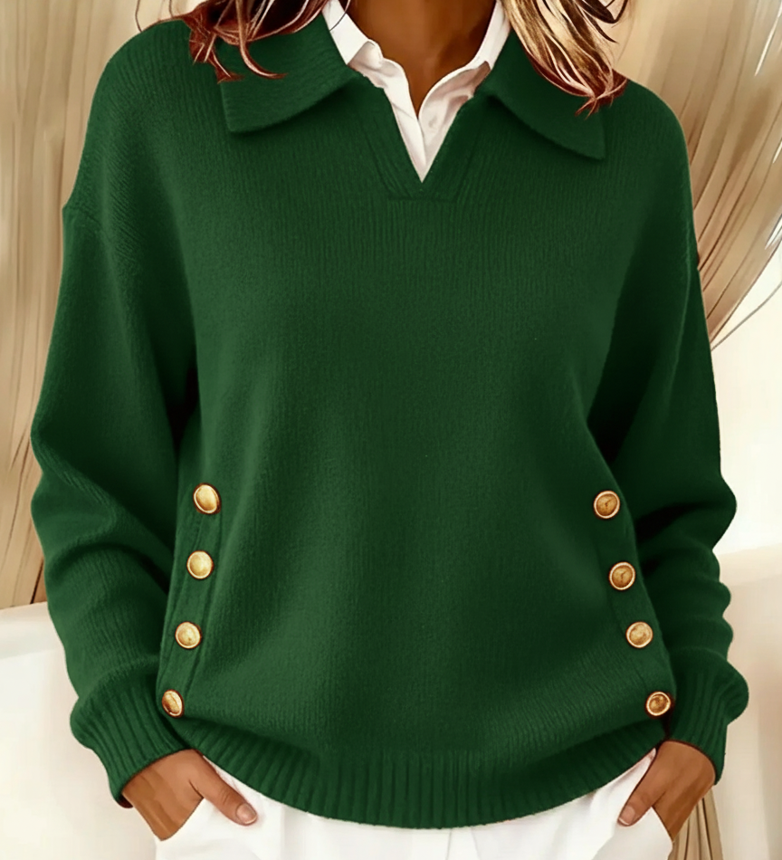Erminia | Polo Neck Jumper with Buttons