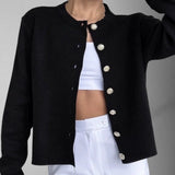 Women's Button-Up Knit Cardigan - Minimal and Versatile