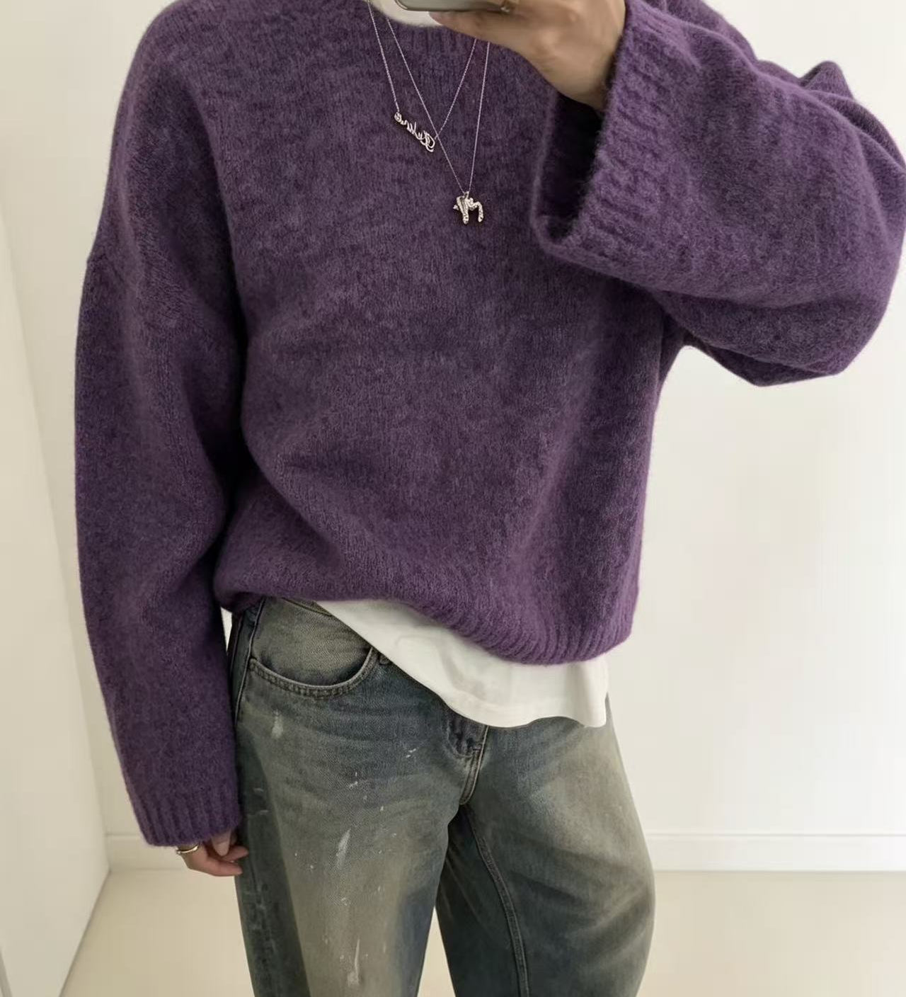 Loose-fit women's solid-colour knitted sweater – Soft and easy to wear