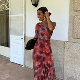 Long Off-Shoulder Watercolour Dress