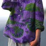 Isaline | Women's Casual Shirt with Tropical Leaf Print