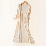 Lightweight Open Long Cardigan for Women with 3/4 Sleeves