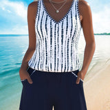 Mia | Casual Printed Two-Piece Swimsuit with V-Neck and Pockets