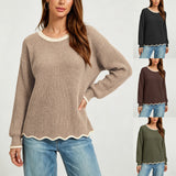 Women's Loose-Knit Crewneck Pullover – Versatile and Easy to Wear