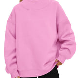 Women's loose-fit high-neck sweatshirt – Casual, comfortable style to pull on over other layers
