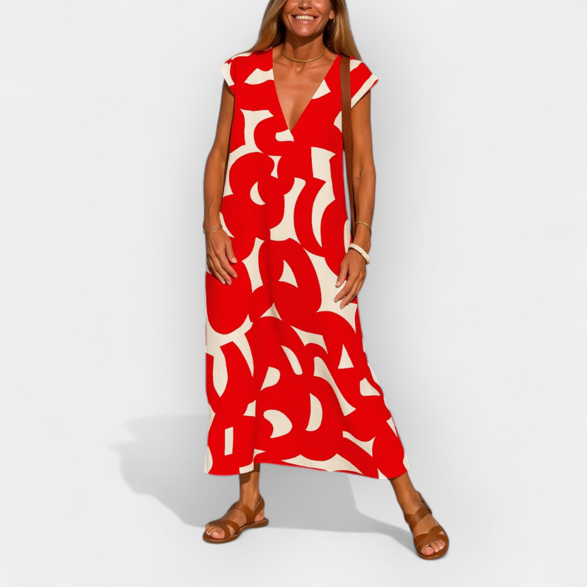 Peeteriina | Airy Dress with V-Neck and Modern Pattern