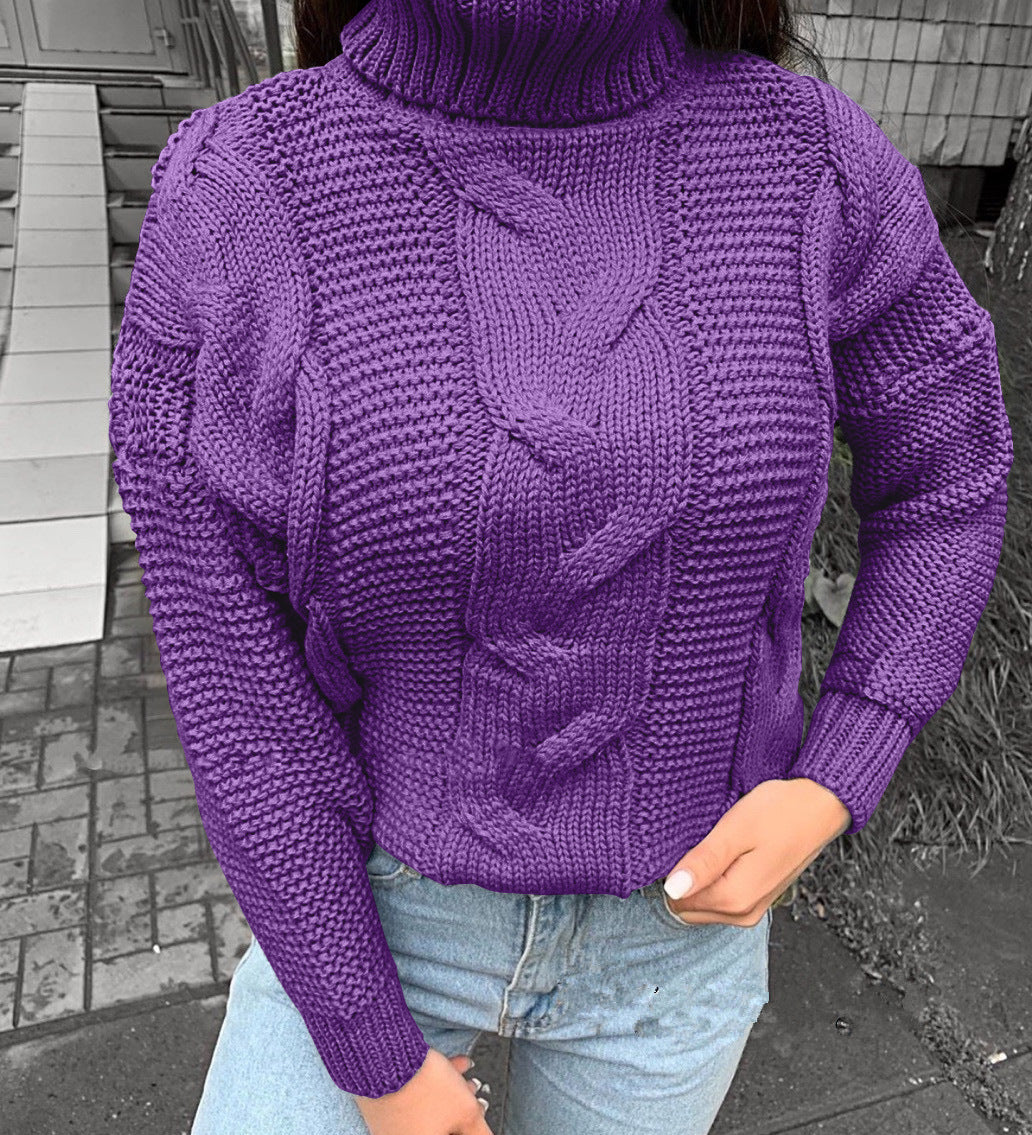 Women's cable-knit turtleneck jumper - Relaxed and warm
