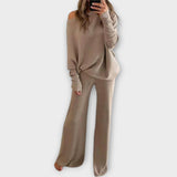 Estelle | Knitted set with wide trousers and a loose jumper