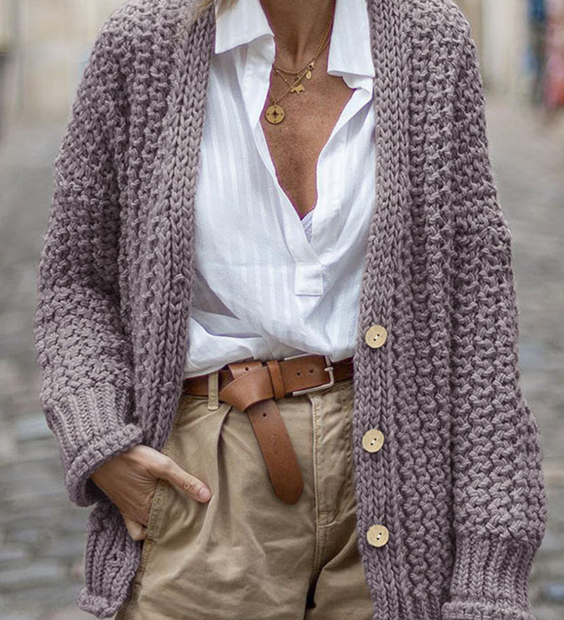 Elegant Thick Oversized Ribbed Cardigan for Women