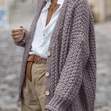 Elegant Thick Oversized Ribbed Cardigan for Women