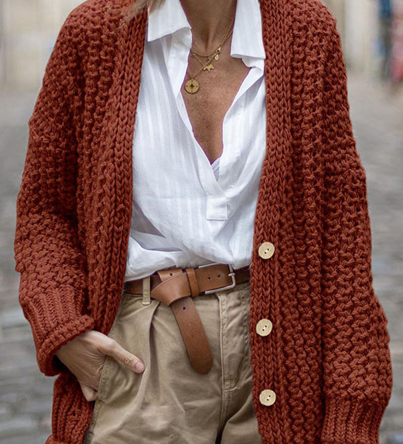 Elegant Thick Oversized Ribbed Cardigan for Women