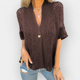 Eva | Knitted Top with V-Neck and Button