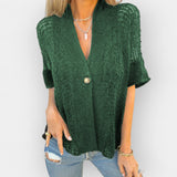 Eva | Knitted Top with V-Neck and Button