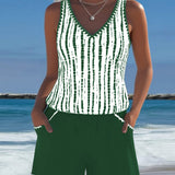 Mia | Casual Printed Two-Piece Swimsuit with V-Neck and Pockets