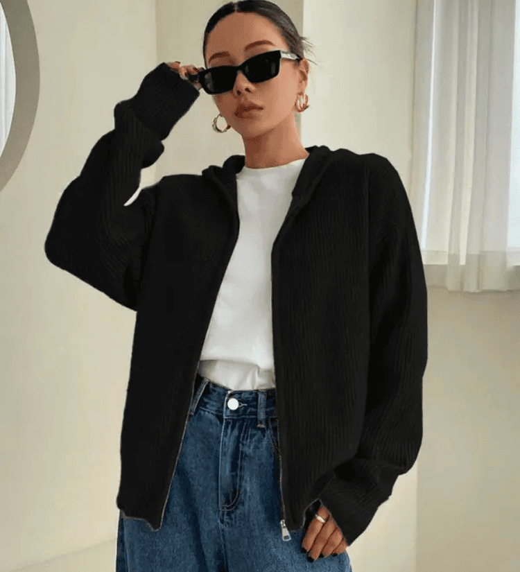 Women's Knit Zip-Up Hoodie