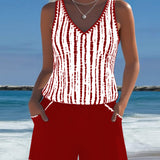 Mia | Casual Printed Two-Piece Swimsuit with V-Neck and Pockets