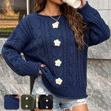 Women's Hand-Knitted Crochet Patchwork Sweater – Loose and Comfortable Fit, Bohemian Style