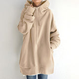 Comfortable winter pullover for women with oversized hood – Warm and stylish hooded pullover