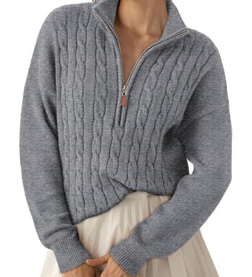 Women's half-zip high-neck sweater - Retro and comfortable