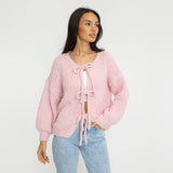 Bouclé Oversized Cardigan with Ties