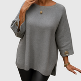 Women's Mid-Length Sleeve Sweater with Round Neck – Soft and Elegant Knitted Sweater