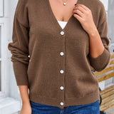Women's Knitted Cardigan Jacket with Buttons - Soft and Versatile
