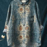Nina | Women's Vintage Ethnic Floral Art Print Everyday Shirt