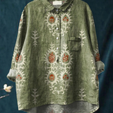 Nina | Women's Vintage Ethnic Floral Art Print Everyday Shirt