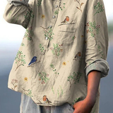Lorelai | Printed Women's Everyday Shirt with Birds Pattern