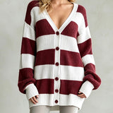 Women's striped knitted cardigan coat - Soft and comfortable
