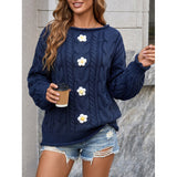 Women's Hand-Knitted Crochet Patchwork Sweater – Loose and Comfortable Fit, Bohemian Style