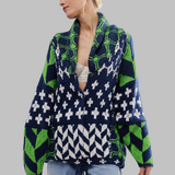 Long Geometric Women's Cardigan - Bold and Colourful