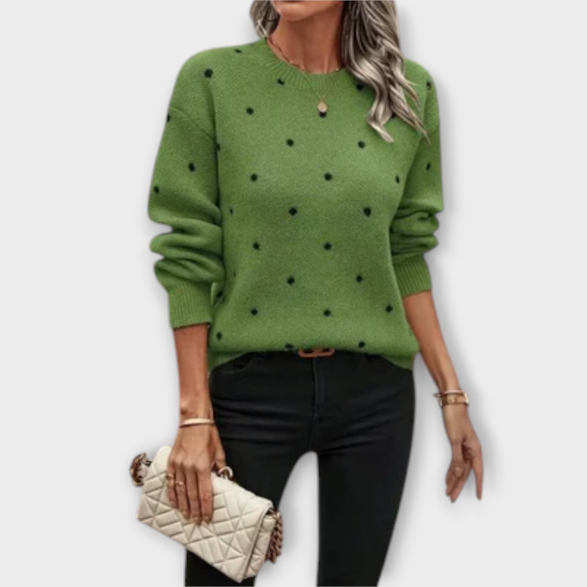 Ava | long-sleeved knitted jumper with a spotted pattern