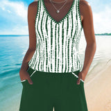 Mia | Casual Printed Two-Piece Swimsuit with V-Neck and Pockets
