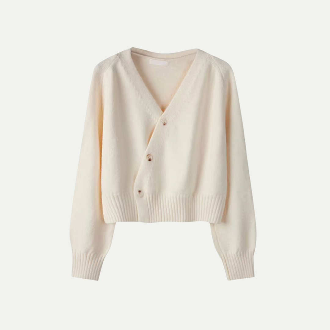 Women’s Premium Wool Cardigan with V-Neck - Short and Comfortable Knit