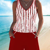 Mia | Casual Printed Two-Piece Swimsuit with V-Neck and Pockets