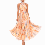 Aurora | Halter Neck Dress with Watercolour Print