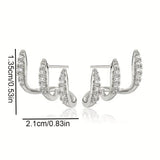 Elegant Earrings with Three-Claw Rhinestones