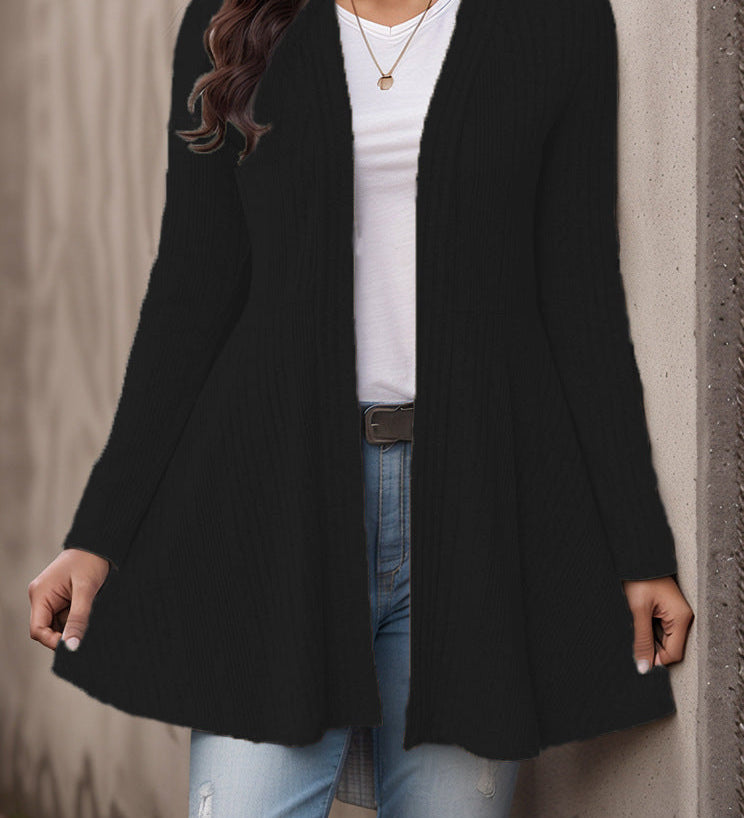 Women's Striped Brushed-Knit Cardigan – A Casual, Soft, and Comfortable Design, Ideal for Everyday Layering