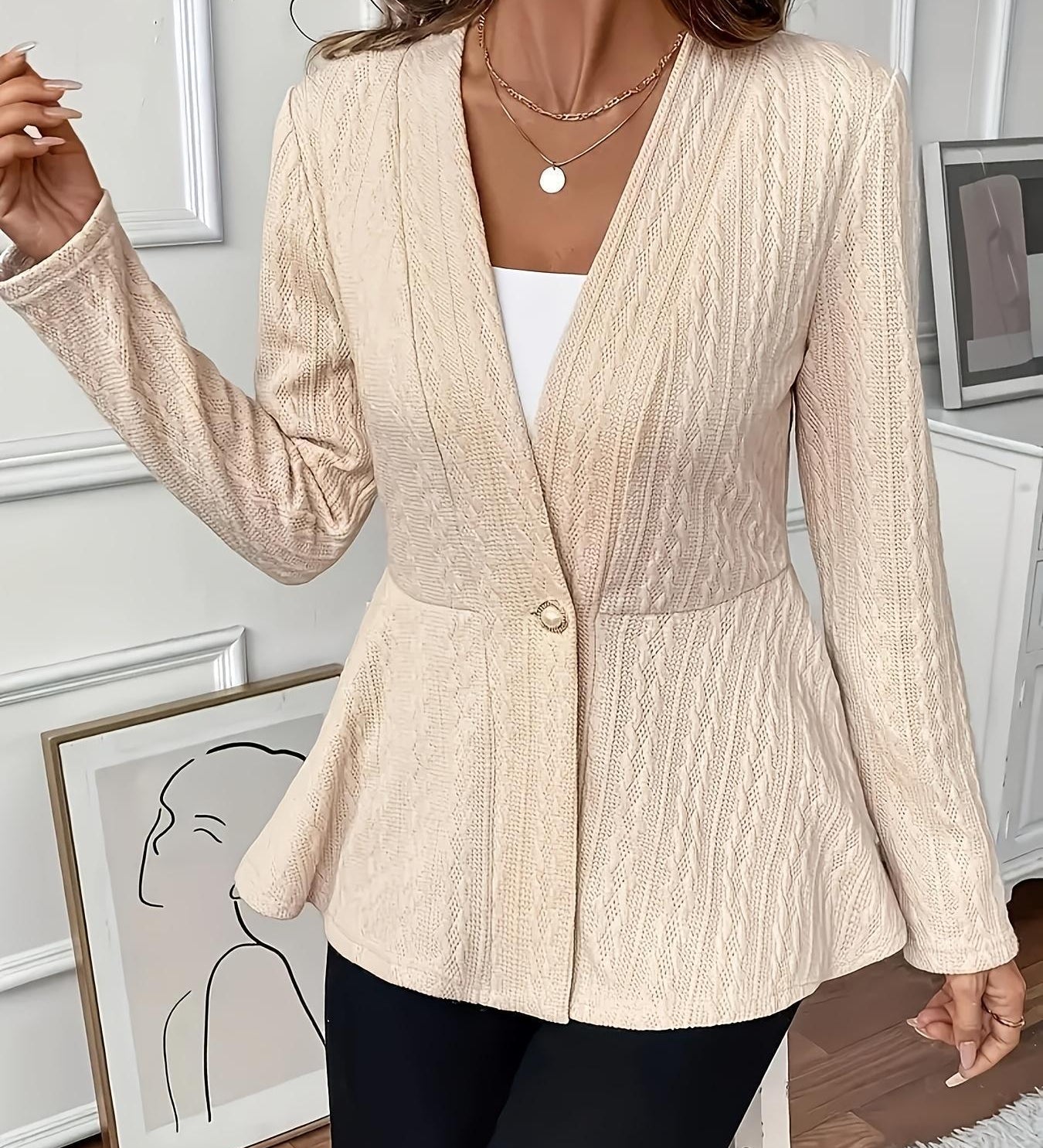 Women's Solid Colour One-Button Knit Cardigan – A Comfortable and Elegant Style for Everyday Wear
