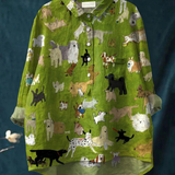 Althea | Women's Nunnu Dog Art Print Everyday Shirt