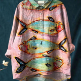 Blythe | Women's Vintage Fish Art Printed Casual Shirt