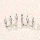 Elegant Earrings with Three-Claw Rhinestones
