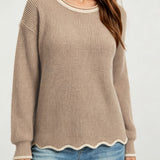 Women's Loose-Knit Crewneck Pullover – Versatile and Easy to Wear