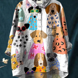 Brigitte | Women's Colourful Fun Cartoon Dog Print Casual Shirt