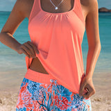 Barbara | Elegant Cut-Out Tankini with Ocean Print