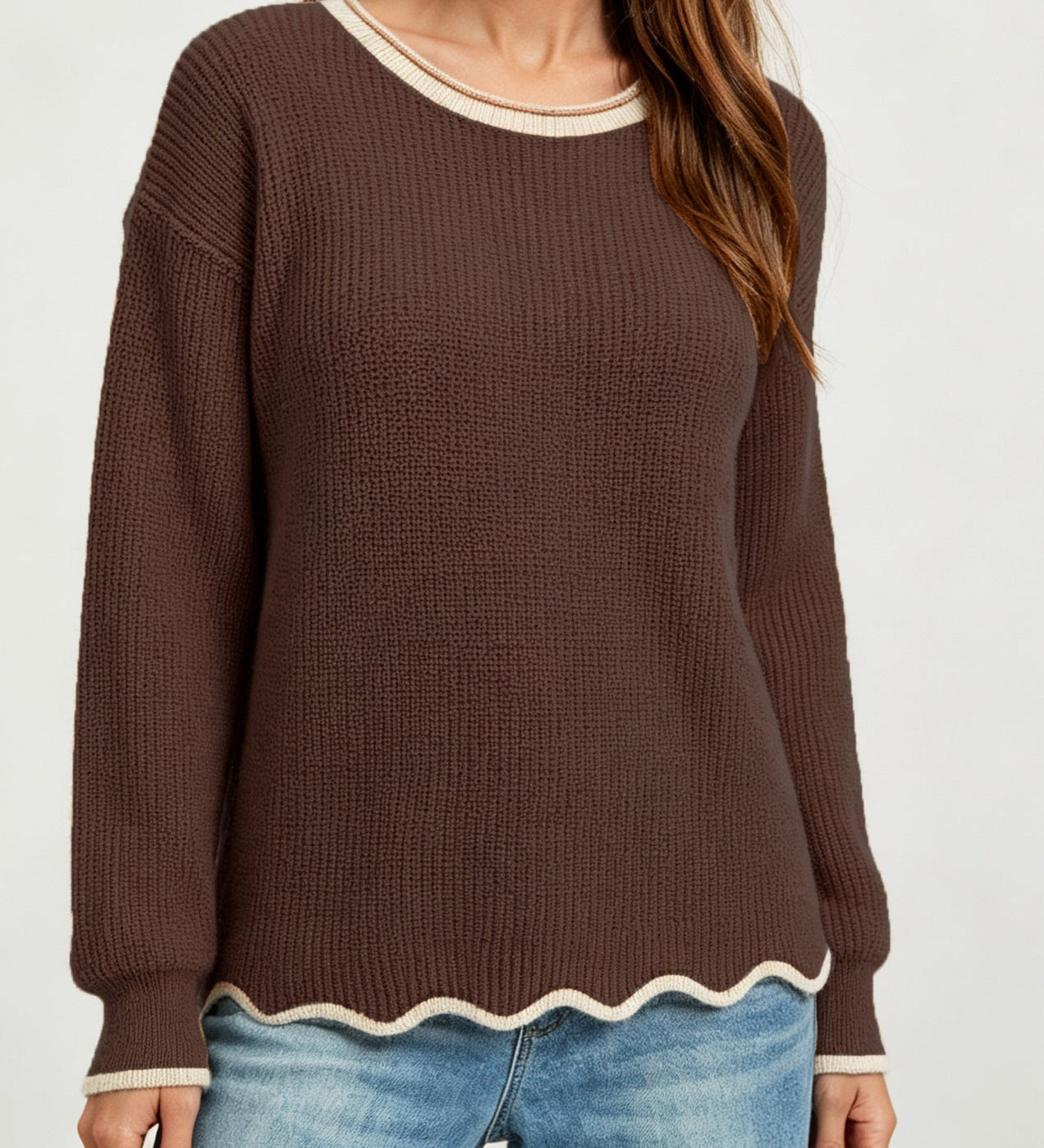 Women's Loose-Knit Crewneck Pullover – Versatile and Easy to Wear