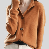 Women's Wool Blend Cardigan – Soft Knit with V-Neck and Front Buttons