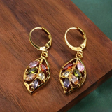 Vintage Gold Leaf Earrings in Multicolour