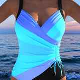 Mercedes™ | Luxury swimsuit with crossover neckline and multicoloured print